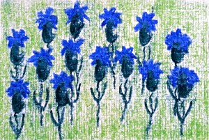 ...lil blue ones...art by Jutta Gabriel...(crayons on paper)...