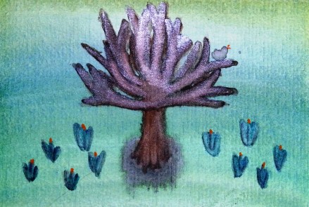 ...waiting for springtime...art by Jutta Gabriel...(watercolors on paper)...